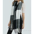 Genanvendt polyester varm vinterstrikket tørklæde med kvast